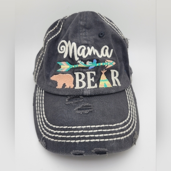 Gray Distressed 'Mama Bear' Cap - Picture 1 of 5